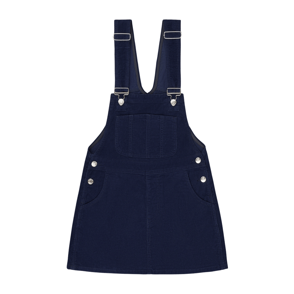 Corduroy Overall Mini Dress -navy corduroy 