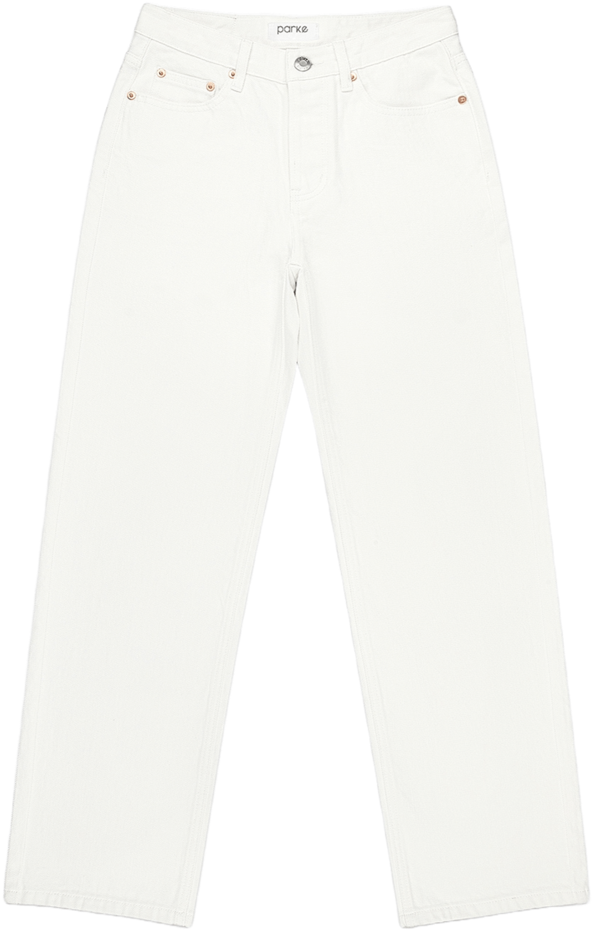 white classic straight jean flat lay - white