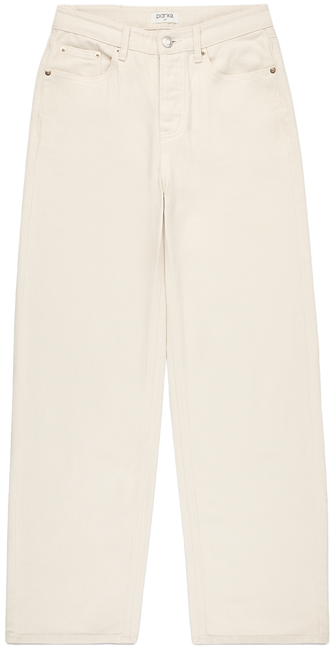cream classic straight jean flat lay - cream