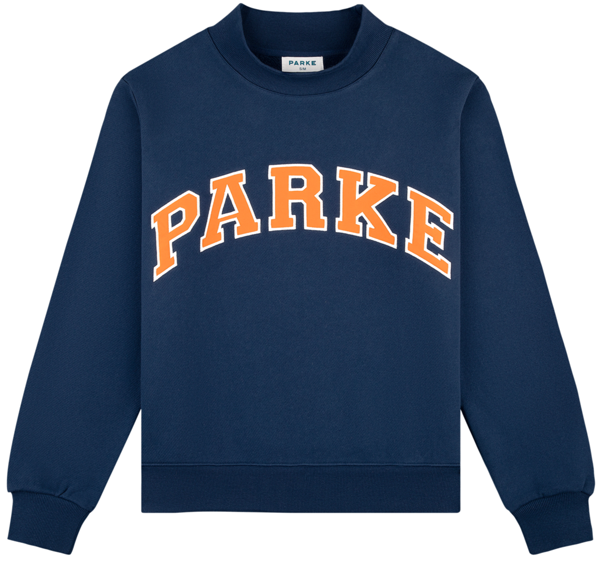 back to school varsity mockneck -denim + amber