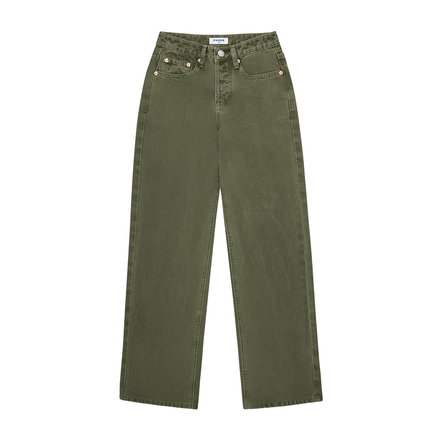 classic straight jean flat lay -olive