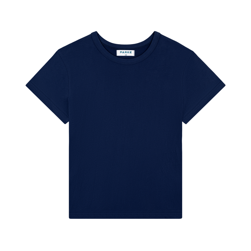core t-shirt flat lay -navy